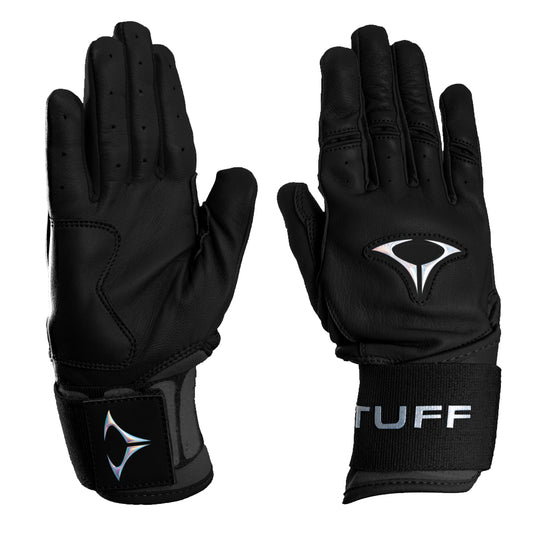 Extended Cuff Batting Gloves (Black/Chrome Logo)