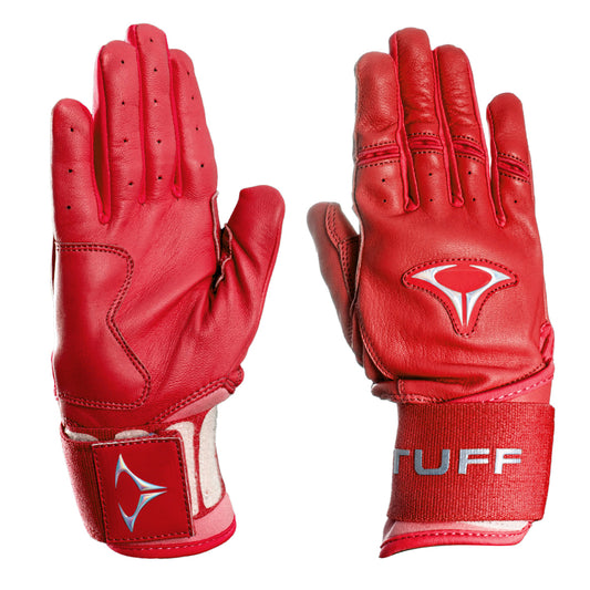 Extended Cuff Batting Gloves (Red/Chrome Logo)